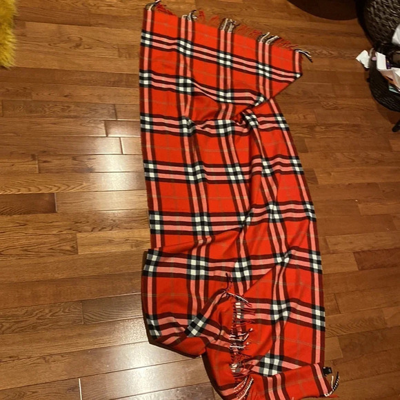 Indigo Super Soft  Plaid oversized Scarf with Tassels - Picture 6 of 8